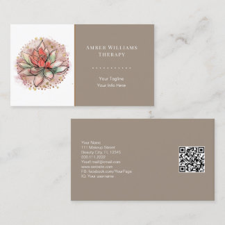 Therapist Spa Succulent Yoga Healing QR Code Business Card