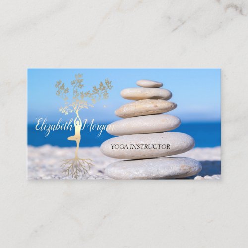 TherapistStonesGold Tree Silhouette Business Card