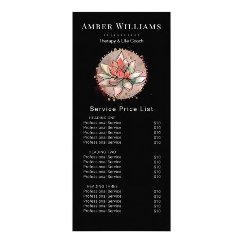 Therapist Succulent Yoga Healing Spa Price List Rack Card