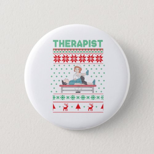 Therapist Therapy Ugly Christmas Sweater Gift Button