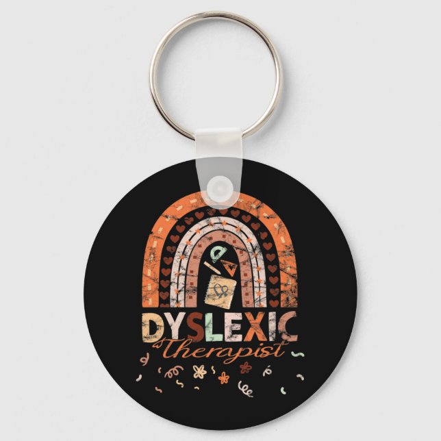 Therapist Vintage Rainbow Dyslexia Awarenes 1  Keychain (Front)
