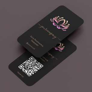 Therapist Wellness Coach Elegant Black Pink Business Card