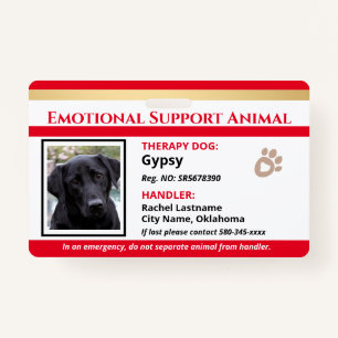 Therapy Animal ID One Photo Option Badge