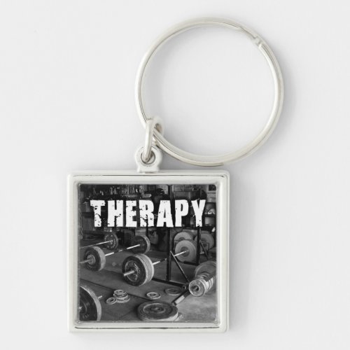 THERAPY Barbells _ Weight lifting Motivational Keychain