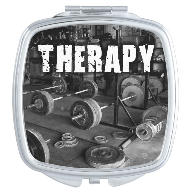 THERAPY (Barbells) - "Weight lifting" Motivational Makeup Mirror (Front)