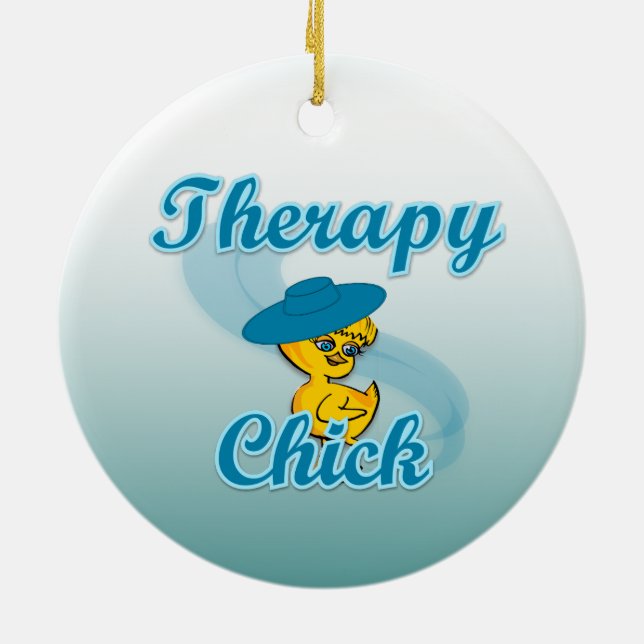 Therapy Chick #3 Ceramic Ornament (Back)