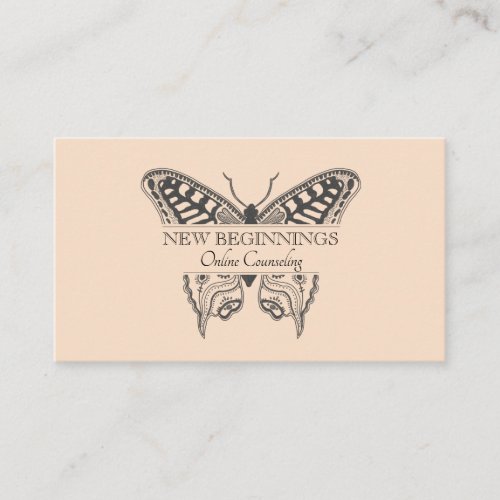 Therapy Counseling Psychologist On Peach Business Card