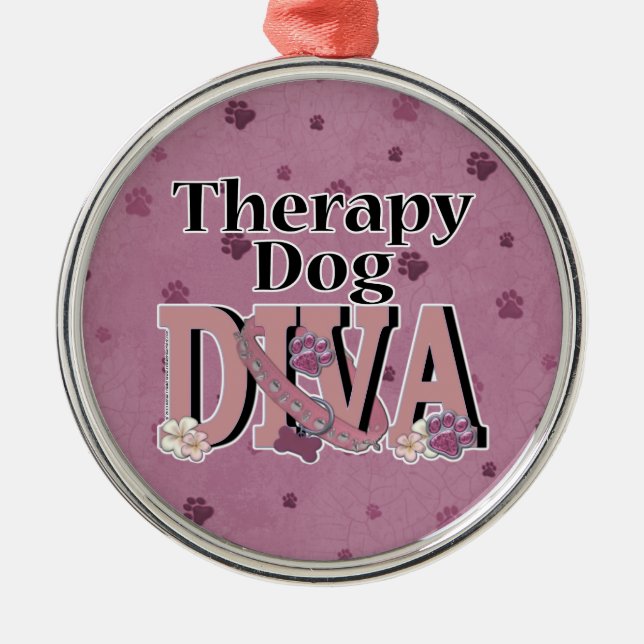 Therapy Dog DIVA Metal Ornament (Front)