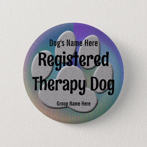 Therapy Dog ID _ purple blue Button
