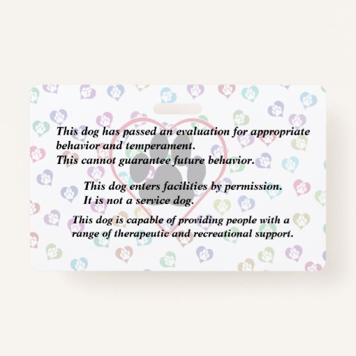 Therapy Dog ID with Logo Badge Zazzle