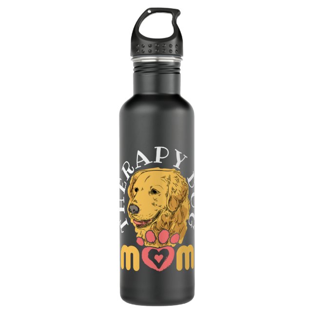 Therapy Dog Mom Stainless Steel Water Bottle (Front)