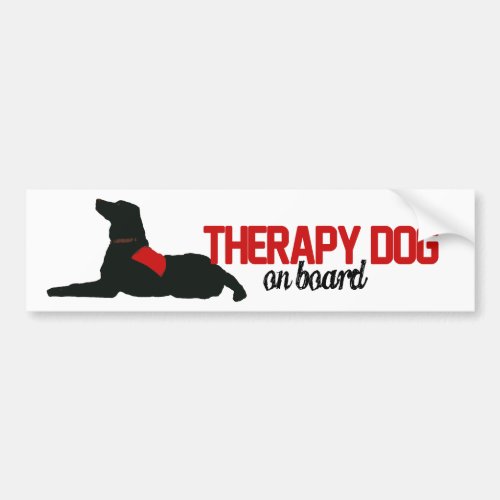 Therapy Dog on Board Red Bumper Sticker