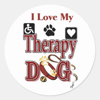 Therapy Dog Owners Gifts Classic Round Sticker by DogsByDezign at Zazzle
