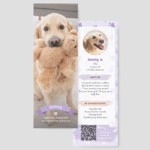 Therapy Dog Pet Trading Card Style QR Code Bookmarks