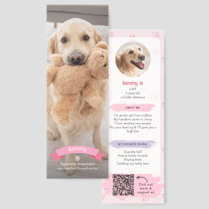 Therapy Dog Pet Trading Card Style QR Code Bookmarks