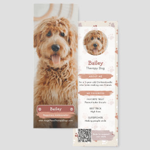 Therapy Dog Pet Trading Card Style QR Code & Photo Bookmarks