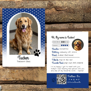 Therapy Dog Trading Card Blue QR Code