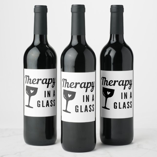Therapy in a Glass quote Wine Label (Bottles)