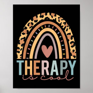 Therapy Is Cool Mental Health Awareness Leopard Cu Poster
