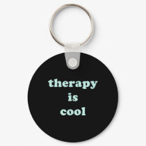 Therapy Is Cool Mint Green Mental Health Awareness Keychain