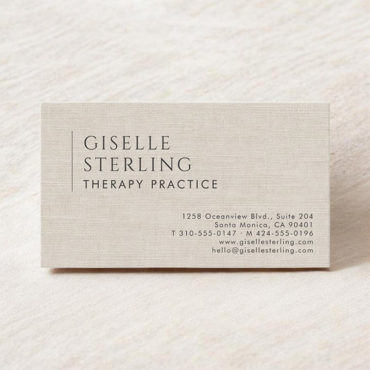 Therapy Practice Natural Linen Business Card