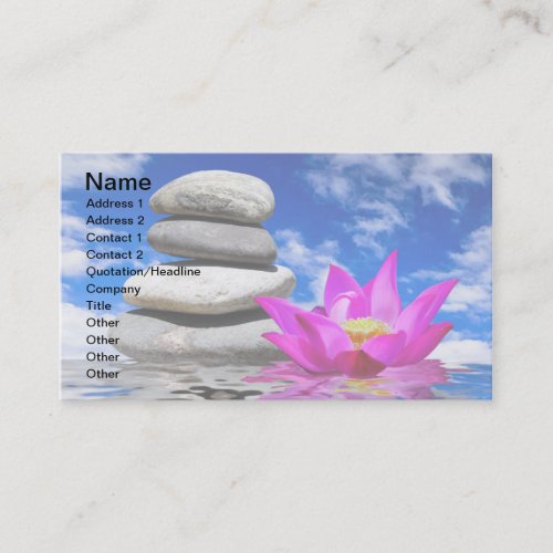 Therapy Rock Stones &amp; Lotus Flower Business Card Template