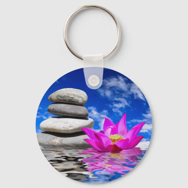 Therapy Rock Stones & Lotus Flower Keychain (Front)