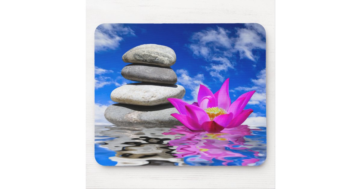 Therapy Rock Stones & Lotus Flower Mouse Pad | Zazzle