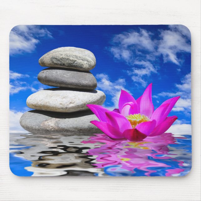 Therapy Rock Stones & Lotus Flower Mouse Pad (Front)