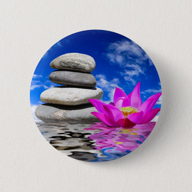 Therapy Rock Stones & Lotus Flower Pinback Button (Front)