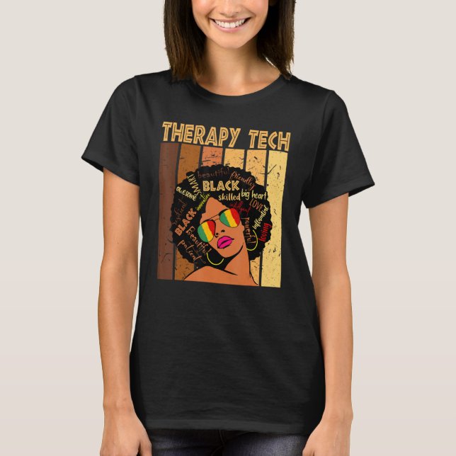 Therapy Tech Afro African American Black History M T-Shirt (Front)