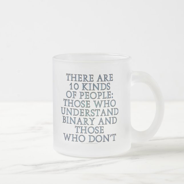 There are 10 kinds of people... frosted glass coffee mug (Right)