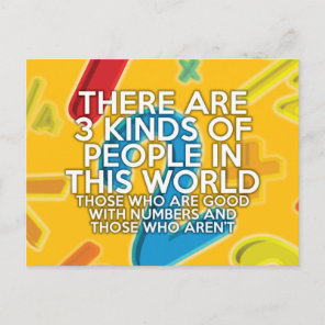THERE ARE 3 KINDS OF PEOPLE Fun Math Joke Postcard