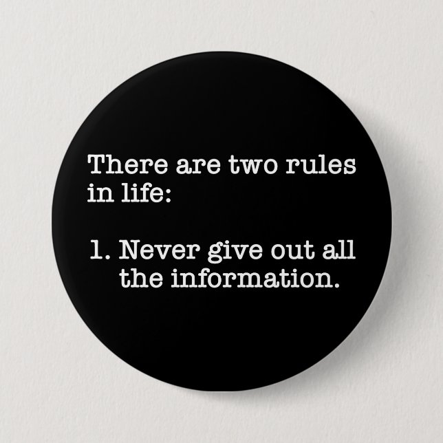 There Are Two Rules In Life Funny Saying Button (Front)