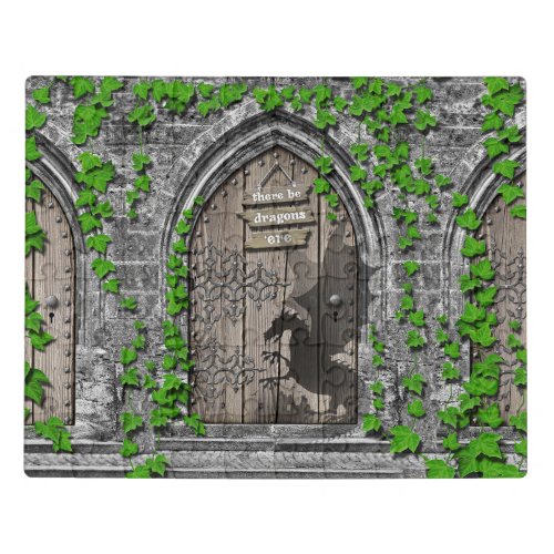There be Dragons King Arthur Medieval Dragon Door Jigsaw Puzzle