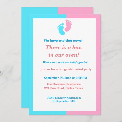 There is a bun in our oven gender reveal  invitation