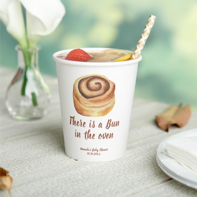 There is a Bun in the oven Baby Shower Paper Cups (Insitu)