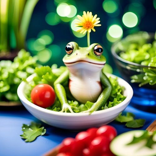 There Is A Frog In My Salad Canvas Print