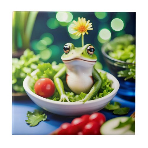 There Is A Frog In My Salad Ceramic Tile