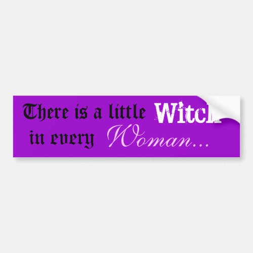 There is a little Witch  Woman bumper sticker