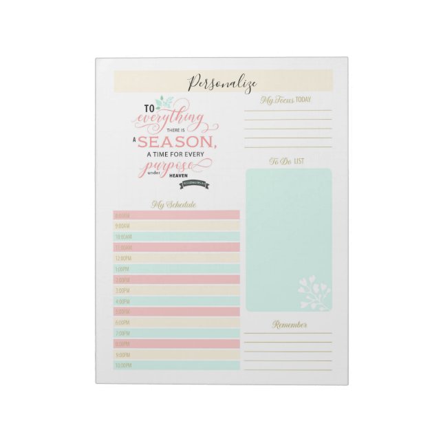 There Is A Season Quote Daily Planner To Do List Notepad (Rotated)