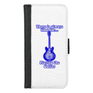 There is always time for playing the guitar. blue iPhone 8/7 wallet case