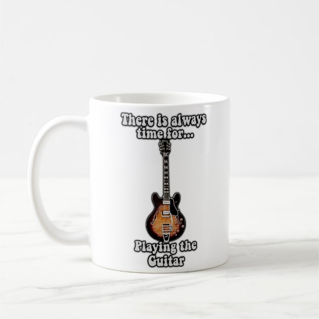 There is always time for playing the guitar. retro coffee mug (Left)