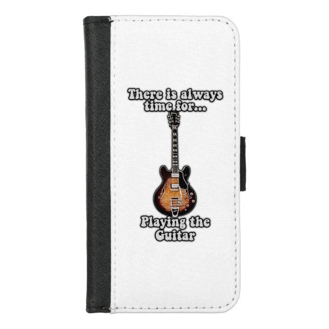 There is always time for playing the guitar. retro iPhone wallet case (Front)