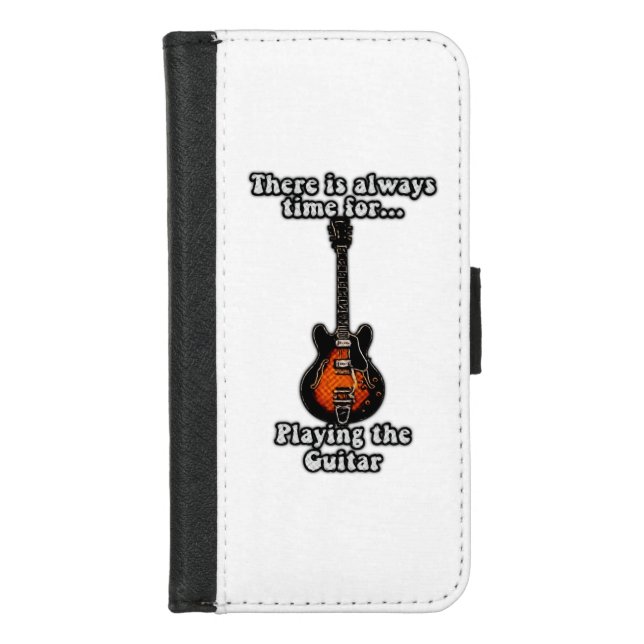 There is always time for playing the guitar. retro iPhone wallet case (Front)