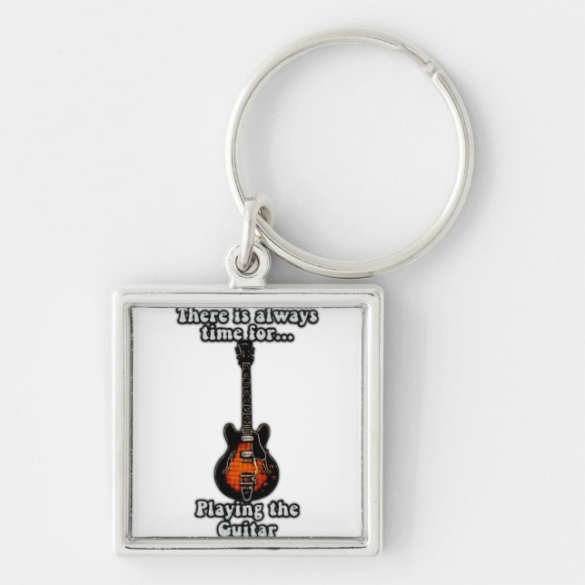 There is always time for playing the guitar. retro keychain (Front)