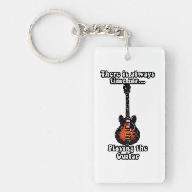 There is always time for playing the guitar. retro keychain (Front)