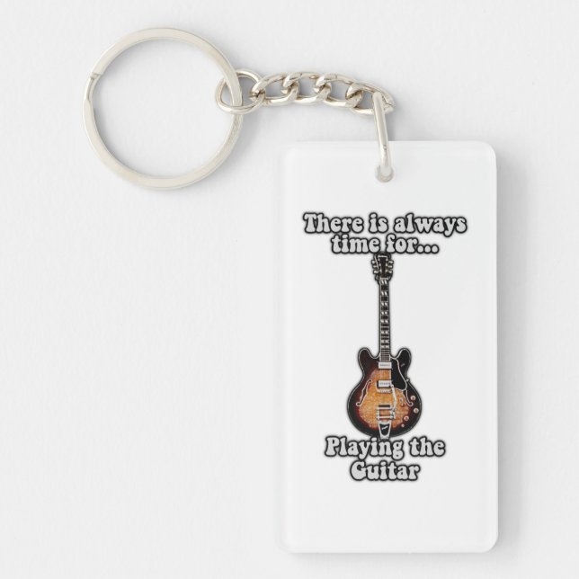 There is always time for playing the guitar. retro keychain (Front)