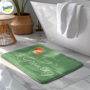 There is Beauty In Growing Floral Green And Orange Bath Mat