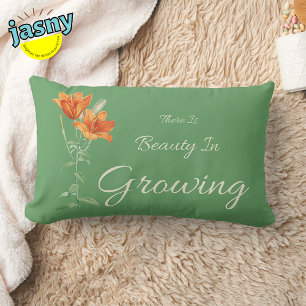There is Beauty In Growing Floral Tiger Lillies Lumbar Pillow